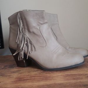 Western Ankle Booties8.5, Fringe,Tan, Cowboy boots